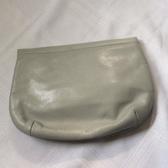 Vintage early 80's grey leather convertible handbag clutch, excellent condition - Picture 2 of 3